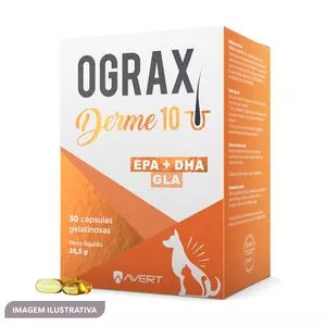 Suplemento Alimentar Ograx Derme 10<BR>- Uso Oral<BR>- 30 cápsulas<BR>- 26,5g<BR>- Avert
