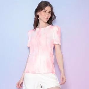Camiseta Tie Dye<BR>- Rosa Claro