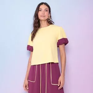 Blusa Lisa<BR>- Amarelo Claro & Malva