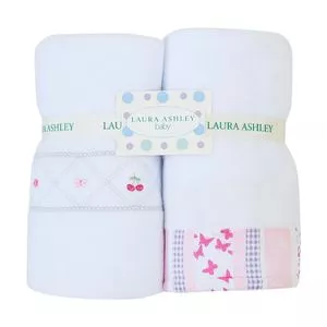 Conjunto De Cobertores Soft<BR>- Off White & Pink<BR>- 2Pçs<BR>- Laura Ashley