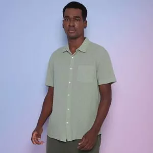 Camisa Regular Fit E-Fabrics<BR>- Verde<BR>- Osklen