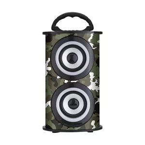 Caixa De Som Com Bluetooth<br /> - Verde Militar & Preta<br /> - 29,5xØ16,8cm<br /> - 3.7V<br /> - 25W<br /> - TRC