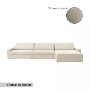 Sofá 5 Lugares Fly Com Chaise<BR>- Bege<BR>- 85x320x158cm<BR>- Enele