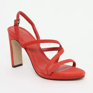 Sandália Com Tiras<BR>- Vermelha<BR>- Salto: 10cm