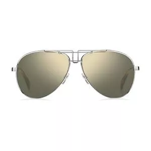 Óculos De Sol Arredondado<BR>- Cinza Escuro & Prateado<BR>- Givenchy