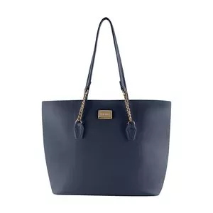 Bolsa Shopper Com Tag Da Marca<BR>- Azul Marinho & Dourada<BR>- 45x30,5x16cm