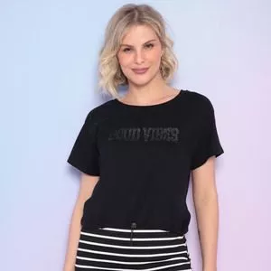 Cropped Good Vibes<BR>- Preto