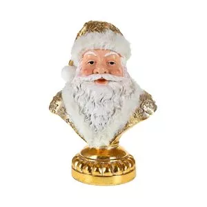 Papai Noel Decorativo<BR>- Dourado & Branco<BR>- 31,5xØ22,5x15cm<BR>- Grillo