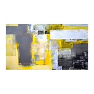 Quadro Abstrato<BR>- Cinza & Amarelo<BR>- 55x100x3cm<BR>- Ateliê ValverdI