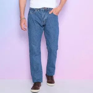 Calça Jeans Reta Básica<BR>- Azul