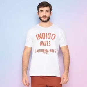 Camiseta Indigo Waves<BR>- Branca & Laranja