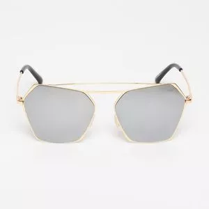Óculos De Sol Retangular<BR>- Prateado & Dourado<BR>- Carmim