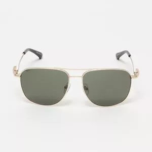 Óculos De Sol Arredondado<BR>- Verde & Dourado<BR>- Carmim