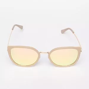 Óculos De Sol Quadrado<BR>- Rosa & Bege Claro<BR>- Carmim