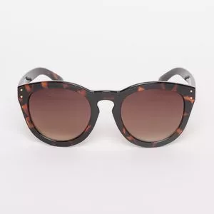 Óculos De Sol Arredondado<BR>- Marrom & Marrom Escuro<BR>- Triton Eyewear