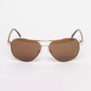 Óculos De Sol Aviador<BR>- Marrom & Dourado<BR>- Triton Eyewear
