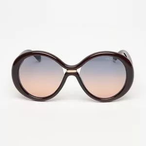 Óculos De Sol Arredondado<BR>- Azul Claro & Marrom Escuro<BR>- Triton Eyewear