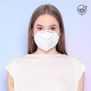Máscara Respirador Reutilizável<br /> - Branca<br /> - 10Pçs