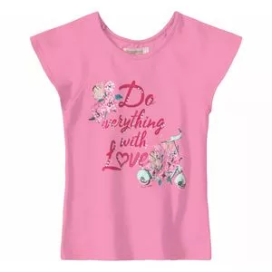 Blusa Do Anything With Love<BR>- Rosa & Rosa Escuro<BR>- Carinhoso