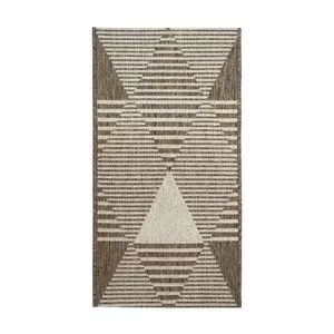 Tapete Boucle Abstrato<BR>- Bege Escuro & Bege Claro<BR>- 180x50cm<BR>- Tapetes São Carlos