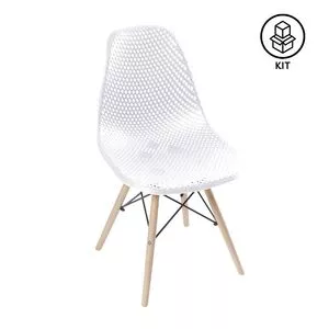 Jogo De Cadeiras Colmeia<BR>- Branco & Madeira Clara<BR>- 2Pçs<BR>- Or Design