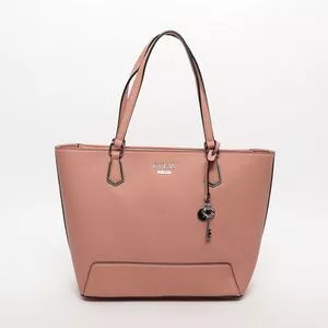 Bolsa Shopper Com Tag<BR>-Rosa<BR>-25x38,5x14cm