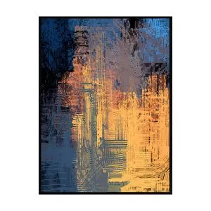 Quadro Abstrato<BR>- Azul Escuro & Amarelo<BR>- 80x60x3cm<BR>- Arte Própria