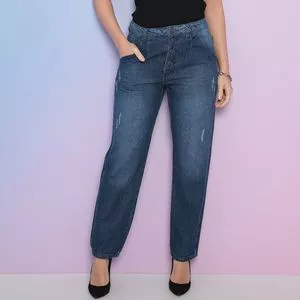 Calça Jeans Boyfriend Estonada<BR>- Azul