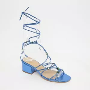 Sandália Metalizado<BR>- Azul Escuro<BR>- Salto: 5,5cm