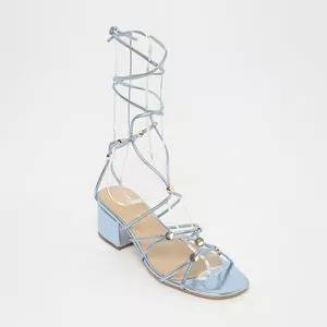 Sandália Metalizada<BR>- Azul<BR>- Salto: 5,5cm