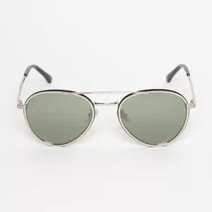 Óculos De Sol Aviador<BR>- Verde & Prateado<BR>- Jimmy Choo