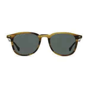 Óculos De Sol Arredondado<BR>- Marrom & Amarelo Escuro<BR>- Hugo Boss