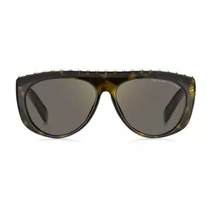 Óculos De Sol Máscara<BR>- Marrom Escuro & Amarelo<BR>- Marc Jacobs