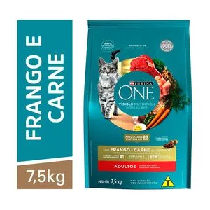 Ração Seca Purina One Visible Nutrition<BR>- Frango & Carne<BR>- 7,5kg<BR>- Nestlé