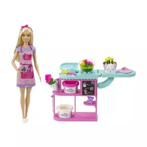 Boneca Barbie® Loja De Flores<BR>- Pink & Verde<BR>- 32x23x7,5cm