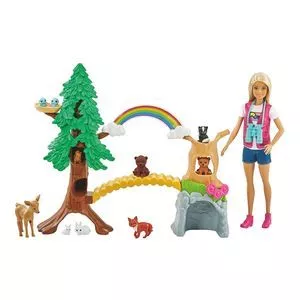 Boneca Barbie® Profissões Exploradora<BR>- Verde & Rosa<BR>- 32,4x7,6x0,7cm