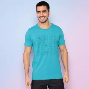 Camiseta Quadriculada<BR>- Azul & Azul Marinho