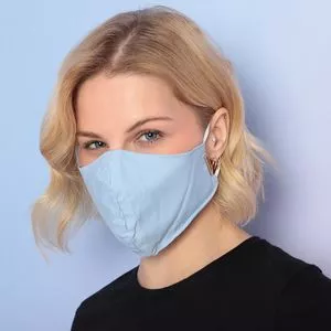 Máscara De Proteção Lisa<BR>- Azul Claro<BR>- 14,2x26cm