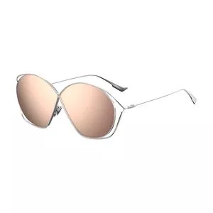 Óculos De Sol Arredondado<BR>- Prateado & Marrom<BR>- Dior