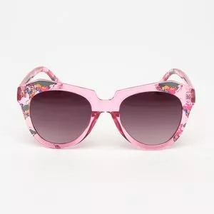 Óculos De Sol Arredondado<BR>- Vinho & Rosa<BR>- Triton Eyewear