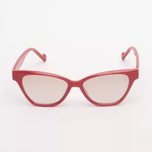 Óculos De Sol Gatinho<BR>- Prateado & Vermelho<BR>- Les Bains Paris