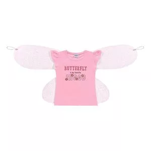 Blusa Butterfly<BR>- Rosa & Rosa Claro<BR>- Fakini Kids