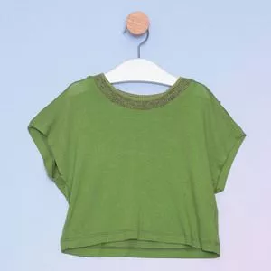 Blusa Cropped Canelado<BR>- Verde