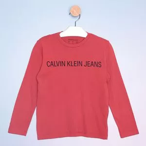 Camiseta Calvin Klein Jeans®<BR>- Vermelha & Preta