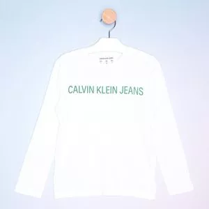 Camiseta Calvin Klein Jeans®<BR>- Branca & Verde