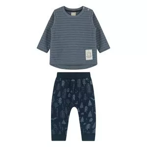 Conjunto De Camiseta & Calça Jogger<BR>- Azul & Azul Marinho