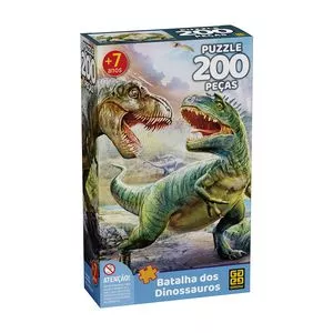 Quebra-Cabeça Batalha Dos Dinossauros<BR>- Verde Militar & Azul Claro<BR>- 200Pçs