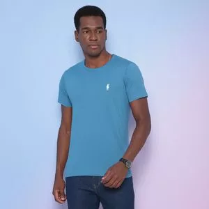Camiseta Com Bordado<BR>- Azul<BR>- Club Polo Collection