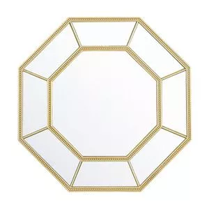 Espelho Octogonal Huit<BR>- Dourado<BR>- 40x40x2cm<BR>- Evolux