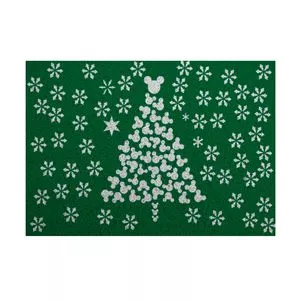 Capacho Árvore De Natal Mickey®<BR>- Verde & Branco<BR>- 60x40cm<BR>- Euromats